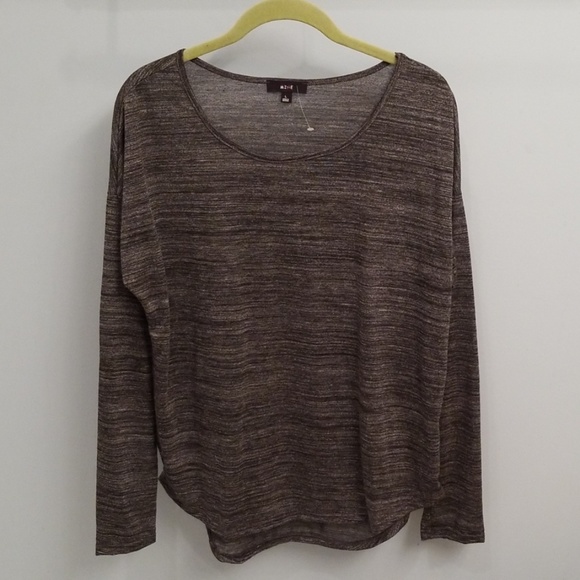 mine Tops - Mine Grey/Black Long Sleeve Elbow Patch Top in L